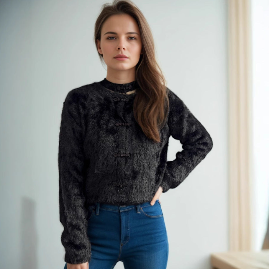 Damen Pullover Hochgeschlossen Kuschelig Norvielle