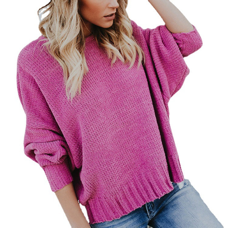 Damen Strickpullover Oversized Weite Ärmel Lässig Beige
