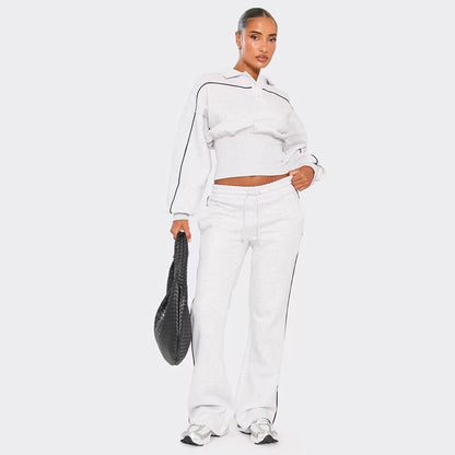 Damen Sportliches Set Crop-Polo und Jogginghose Norvielle