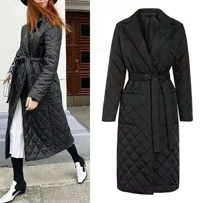 Damen Wintermantel Gesteppt Elegant Gürtel Norvielle