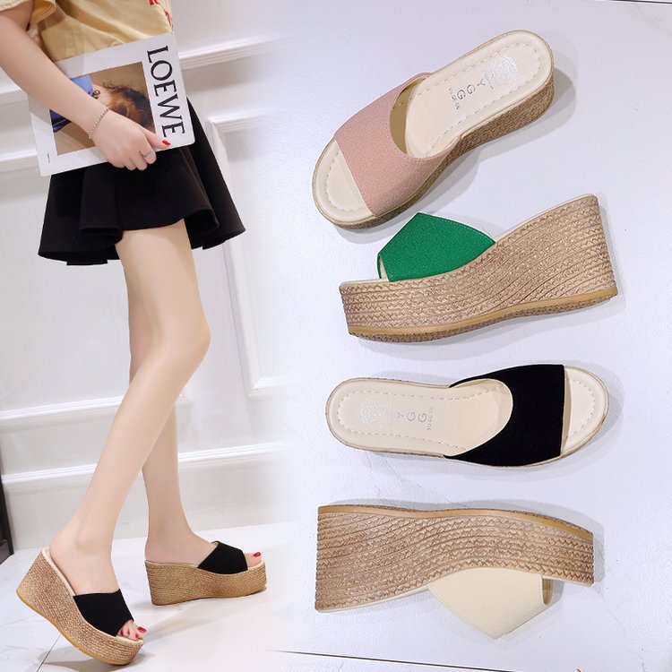 Damen Wedge-Pantoletten Weiches Obermaterial Bequeme Sohle