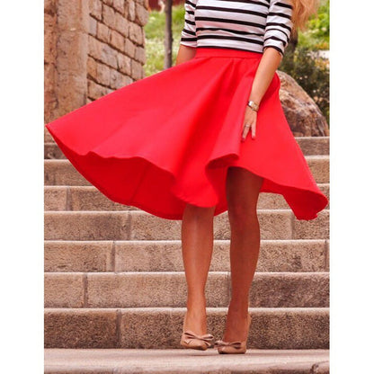 Damen Midi-Rock Schwingender Saum Elegantes Design