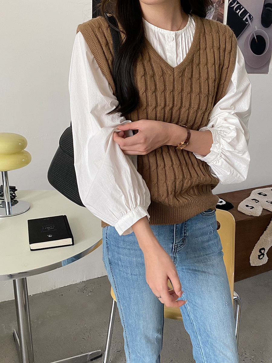Damen Strickpullover Ohne Ärmel