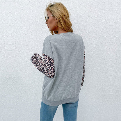 Damen Pullover Animal-Print Ärmel V-Ausschnitt Norvielle