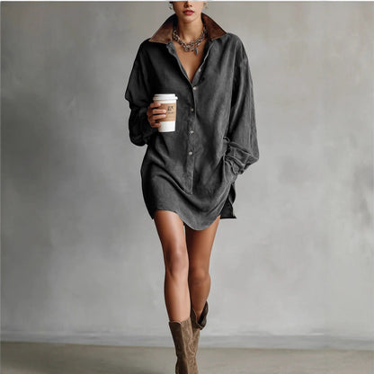 Damen Hemdblusenkleid mit Kragen Zeitgemäßer Schnitt