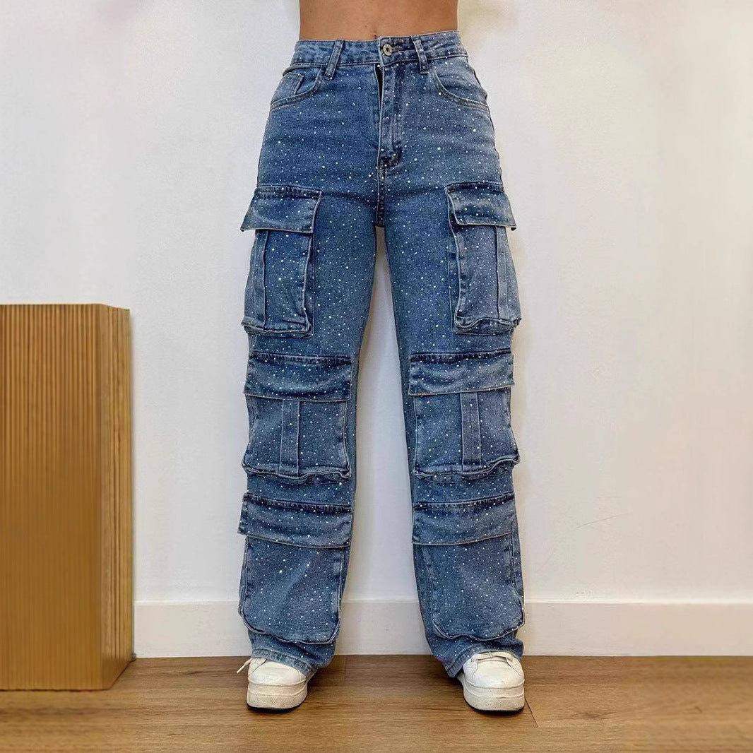 Damen Cargo-Hose Trend-Taschen Modern Wasch-Effekt