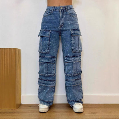 Damen Cargo-Hose Trend-Taschen Modern Wasch-Effekt