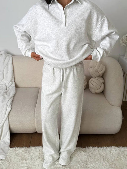 Damen Sportliches Loungewear-Set mit hohem Kragen und weitem Schnitt
