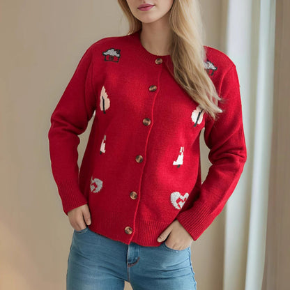 Damen Strickjacke Bunt Knöpfe Norvielle