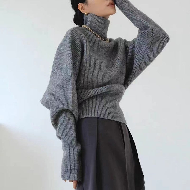 Damen Rollkragenpullover Strukturiertes Rippdesign Norvielle - Norvielle