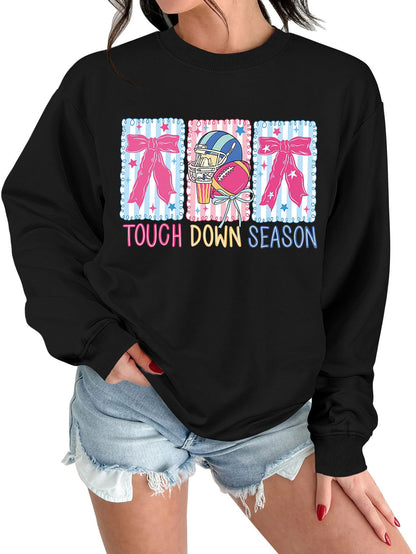 Damen Sweatshirt Football Motiv Lässig Grün