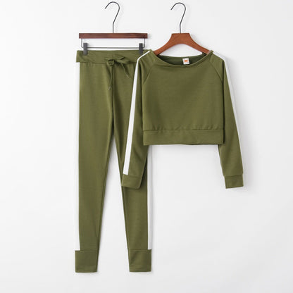 Damen Sportliches Loungewear-Set Cropped Oberteil und Hose