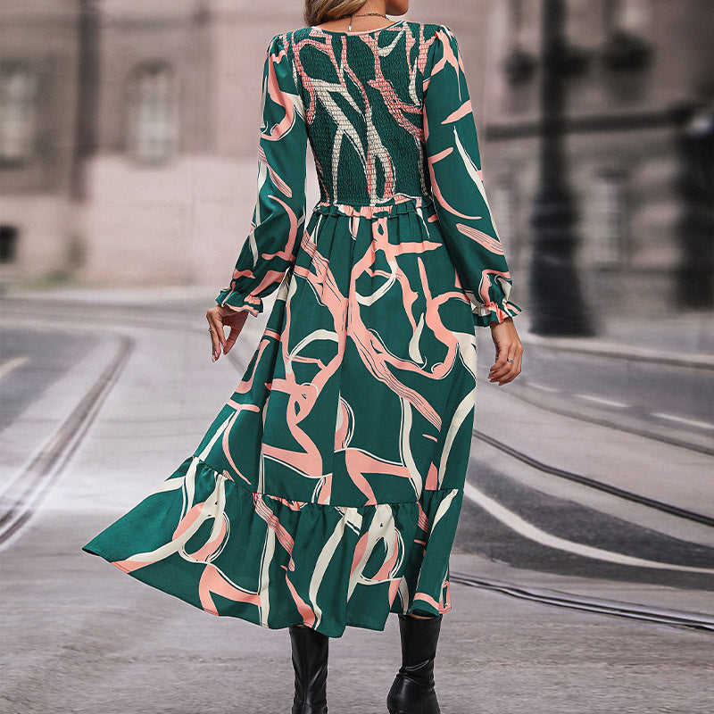Damen Maxikleid V-Ausschnitt Fließschnitt Elegant