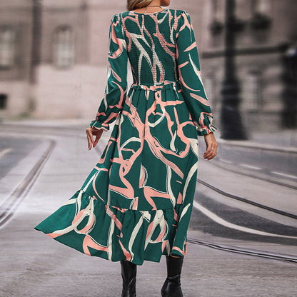 Damen Maxikleid V-Ausschnitt Fließschnitt Elegant