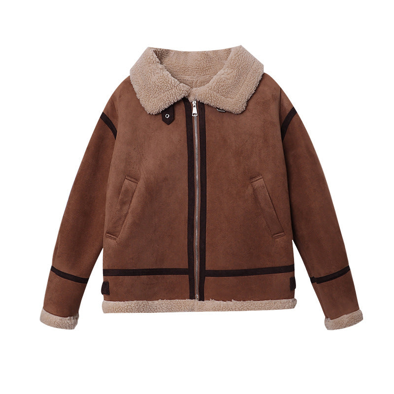 Damen Teddyjacke Kontrastdetails Norvielle