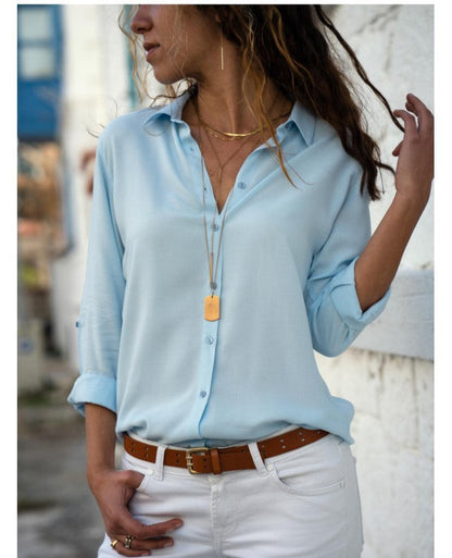 Damen Bluse Lockere Moderner Schnitt Knopfdetails