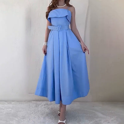 Damen Maxikleid Träger Tailliert Norvielle