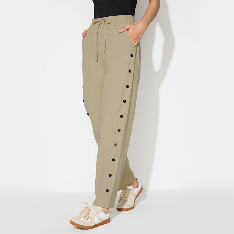Damen Joggpants Modisch Dekorative Knöpfe