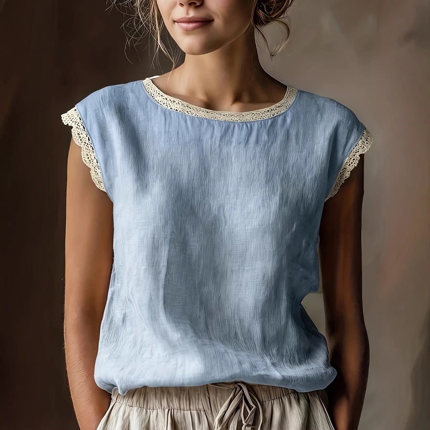 Damen Bluse Spitzenakzente Lässiger Schnitt Norvielle