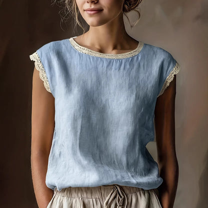 Damen Bluse Spitzenakzente Lässiger Schnitt Norvielle