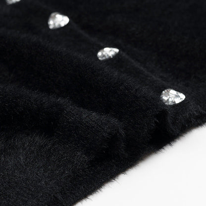 Damen Kurze Strickjacke Glänzende Knöpfe Norvielle