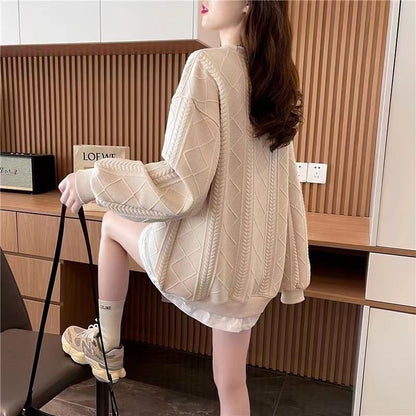 Damen Strickpullover Zopfmuster Weich Norvielle