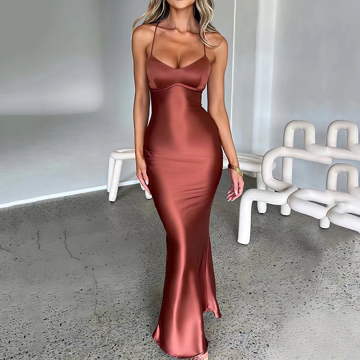 Damen Trägerloses Kleid Slim Fit Norvielle