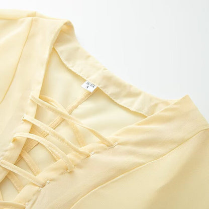Damen Bluse mit Schnürdetail Weite Ärmel Norvielle