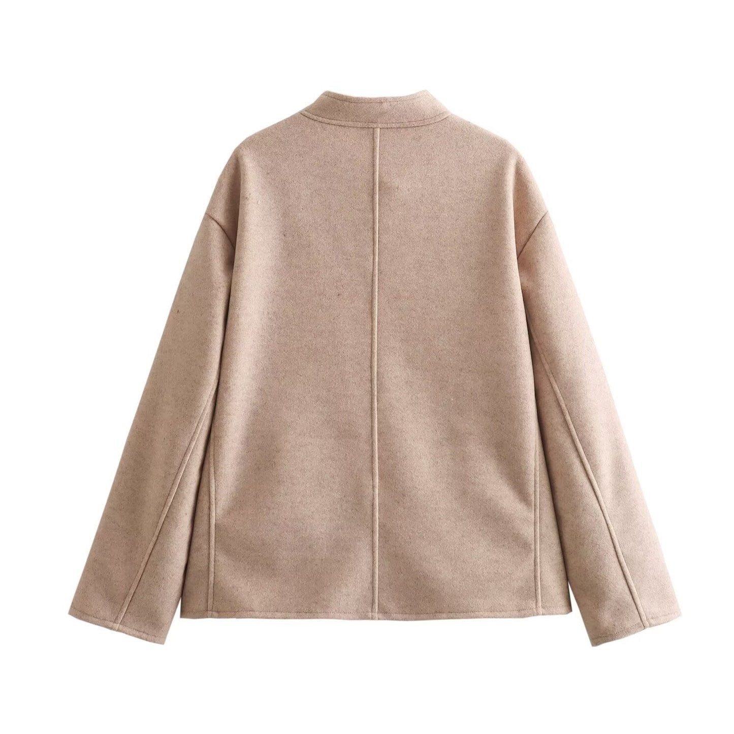 Damen Übergangsjacke Oversized Baumwolle Praktische Taschen Beige