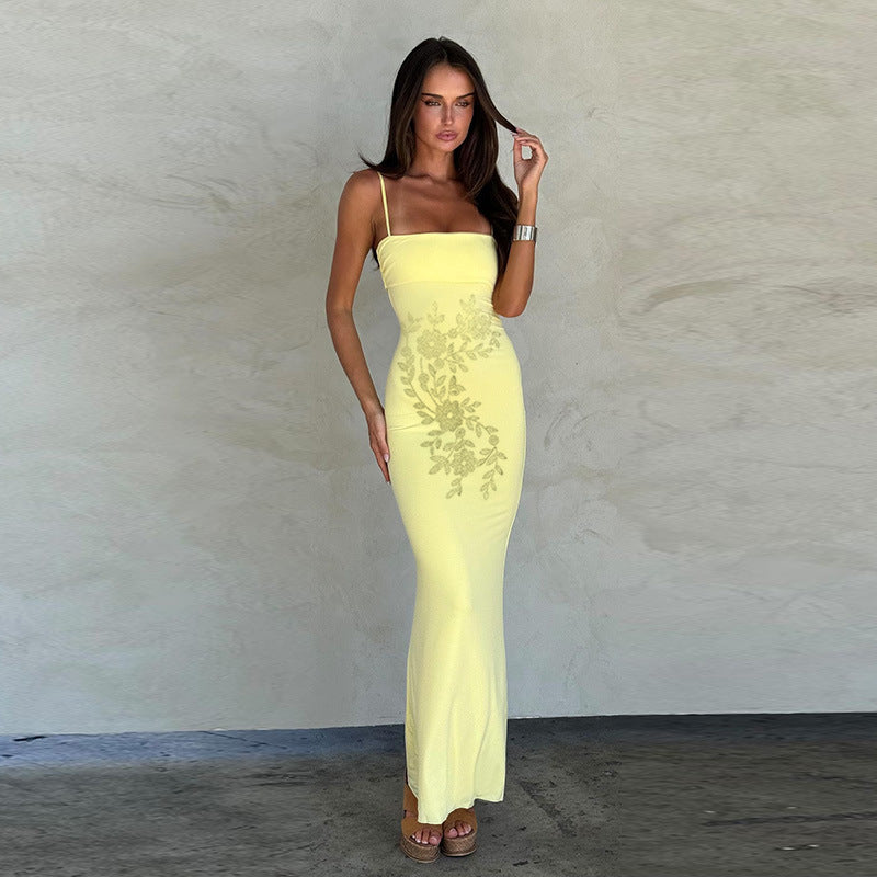 Damen Maxikleid mit Floralmuster und Spaghettiträgern - Norvielle