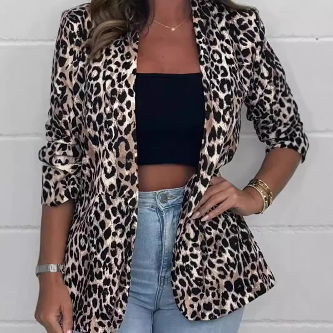 Damen Leoprint Blazer Tailliert Norvielle