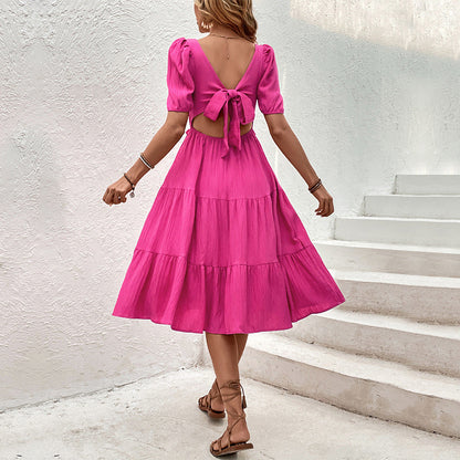 Damen Midi-Kleid Voluminöse Rüschen Taillierter Schnitt Norvielle