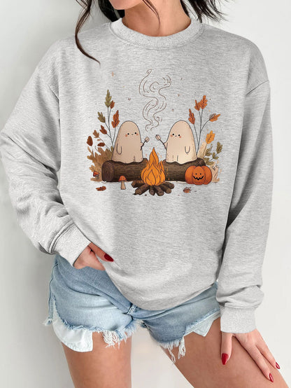 Damen Sweatshirt Gruselmotiv Bequem Norvielle
