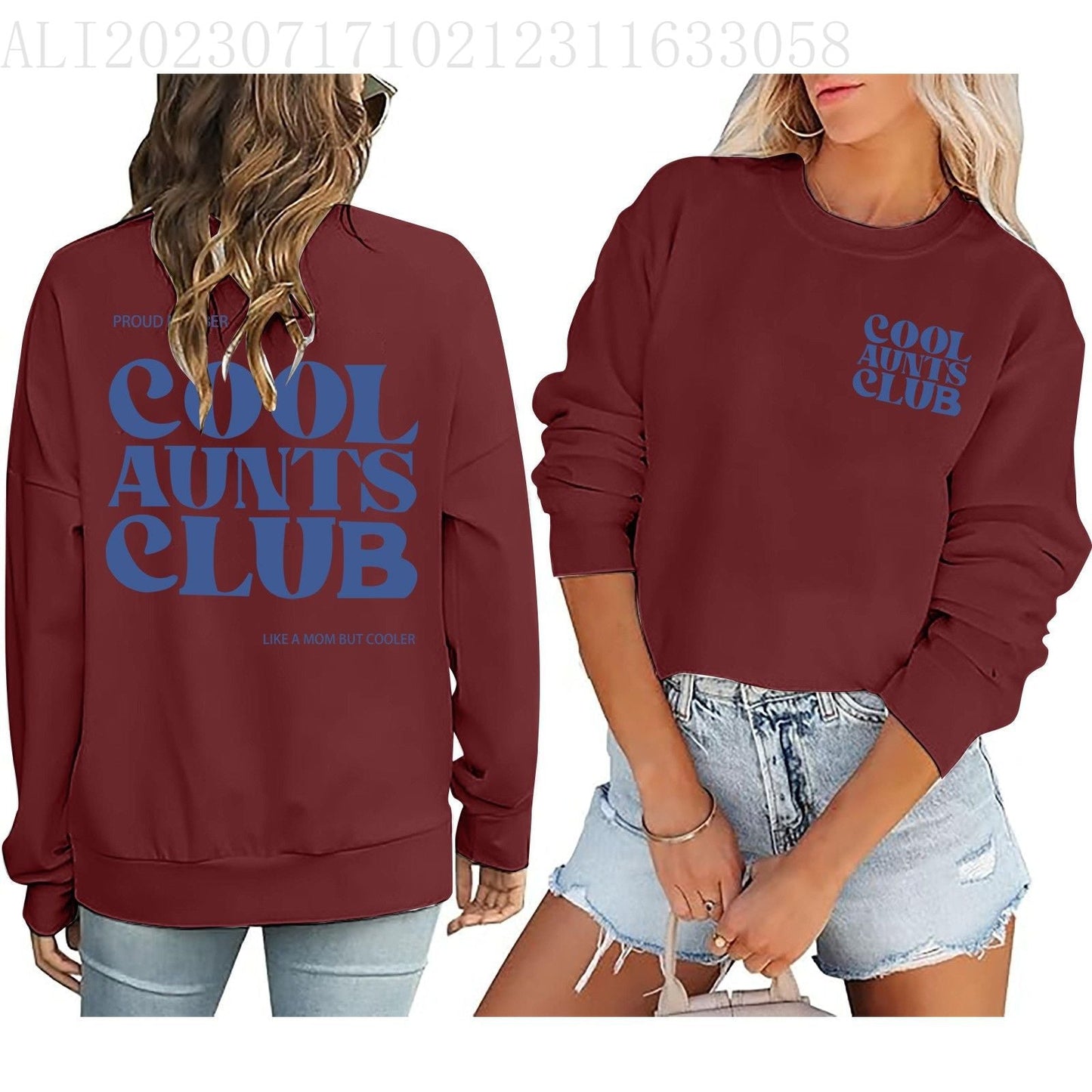 Damen Sweatshirt Club-Motiv Norvielle Baumwolle