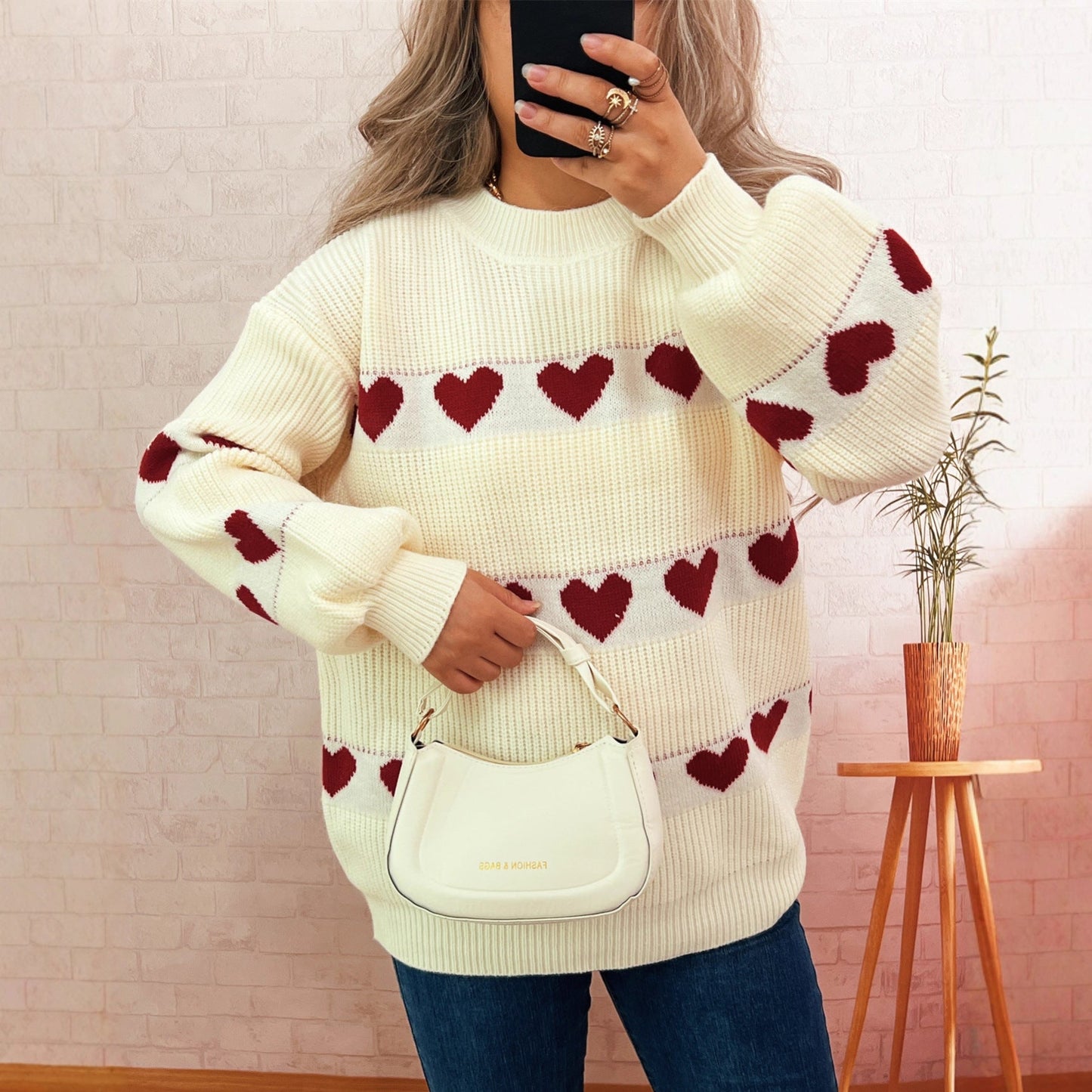 Damen Pullover Herzmuster Norvielle
