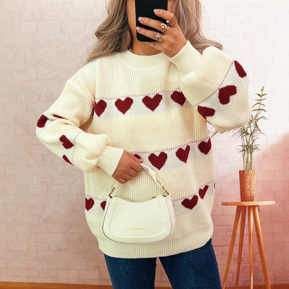 Damen Pullover Herzmuster Norvielle