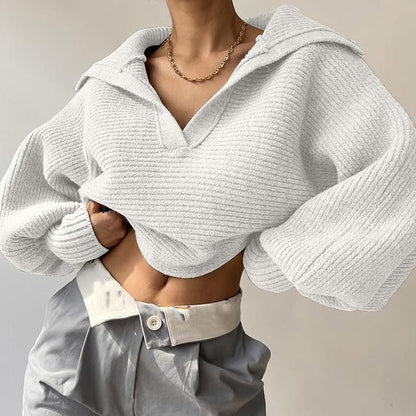 Damen Pullover Oversized V-Ausschnitt Norvielle
