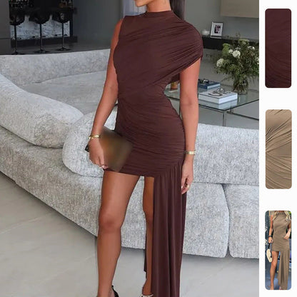 Damen Asymmetrisches Cocktailkleid mit Drapierung - Norvielle