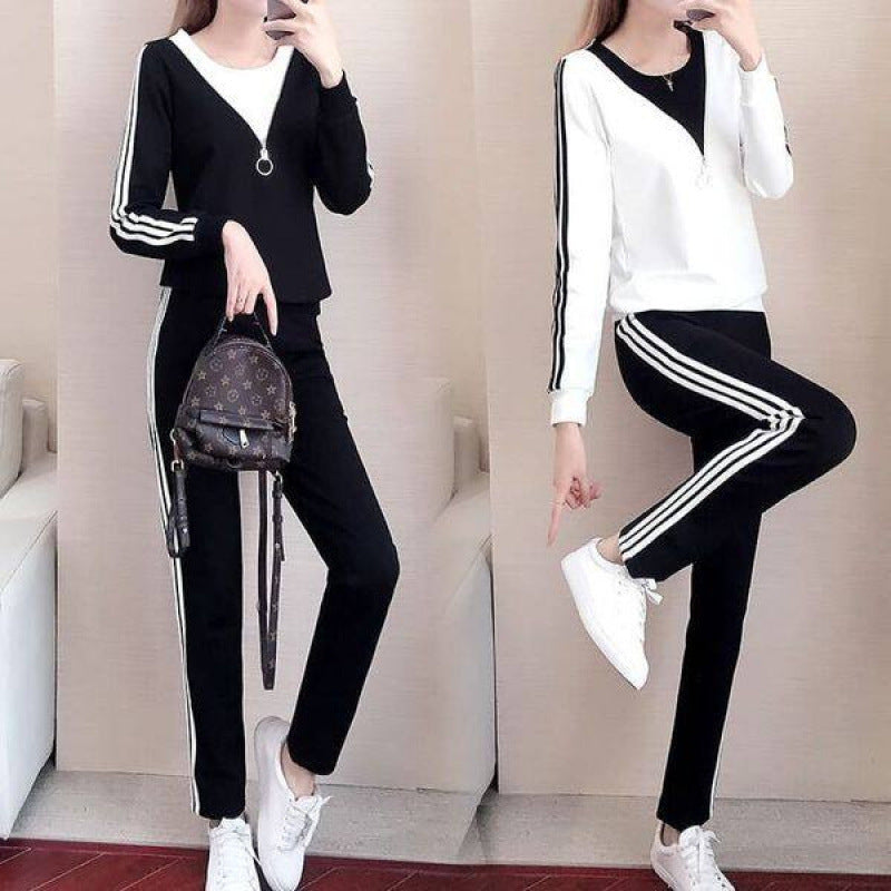 Damen Sportliches Lounge-Set mit Reißverschluss und Streifen Norvielle - Norvielle