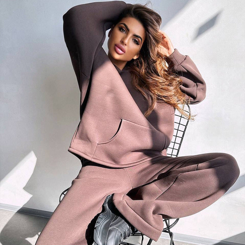 Damen Kapuzenpullover Set Weite Hose Norvielle
