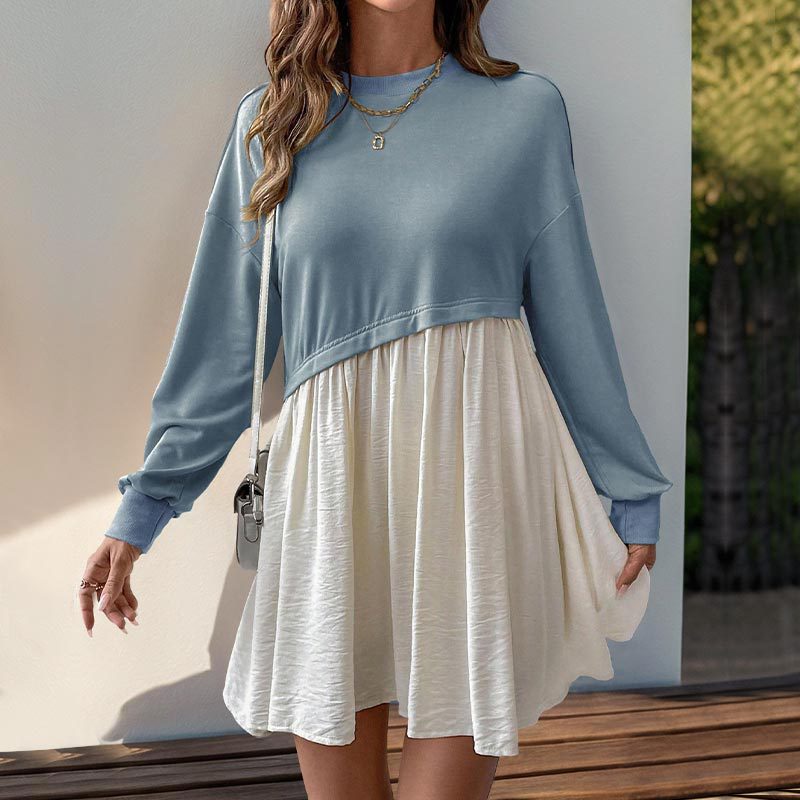 Damen Sweatkleid Farbblockdesign Lässig