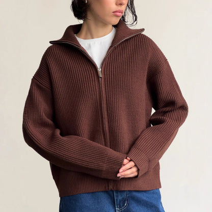 Damen Strickjacke Hochkragen Norvielle