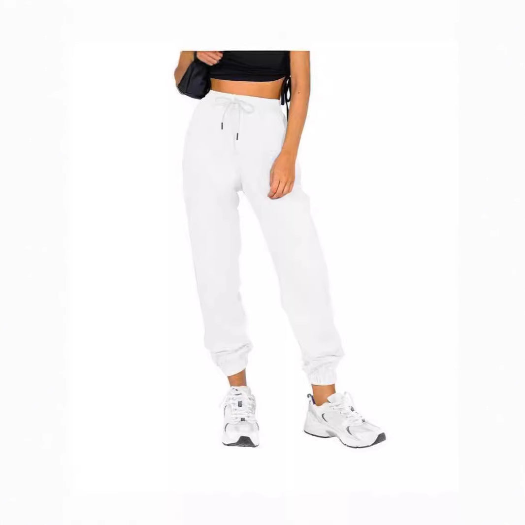 Damen Sport-Sweatpants Elastischer Bund Mit Kordelzug Beige