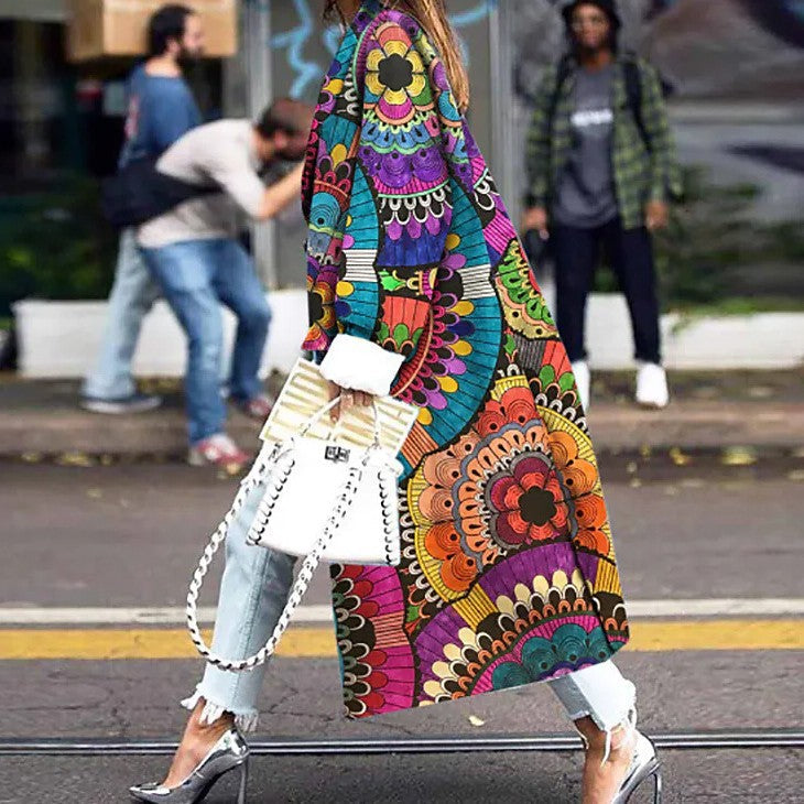 Damen Kimono Bunt Mandala-Muster