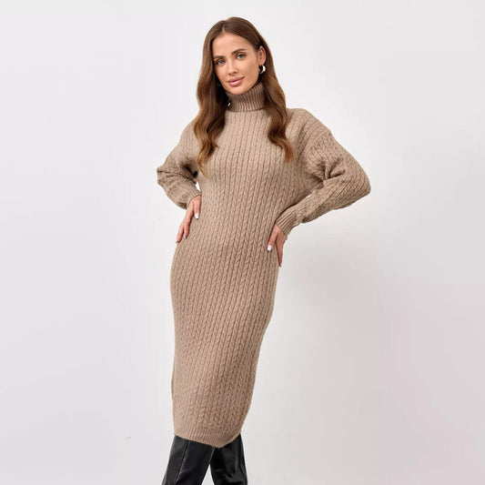 Damen Strickpullover Hochkragen Kabelmuster - Norvielle