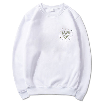 Damen Oversized Sweatshirt Herzmotiv Lässig Beige