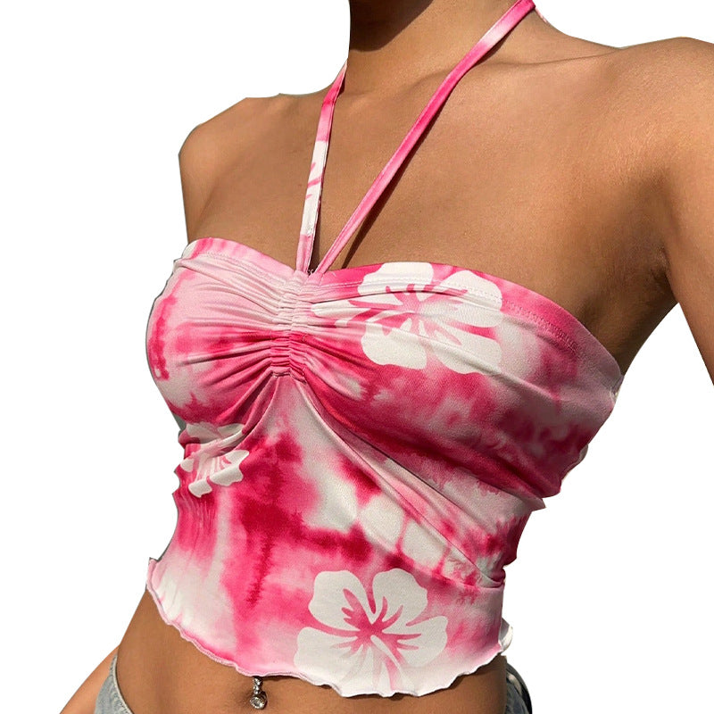 Damen Bandeau- Florales Muster Gerafft Norvielle
