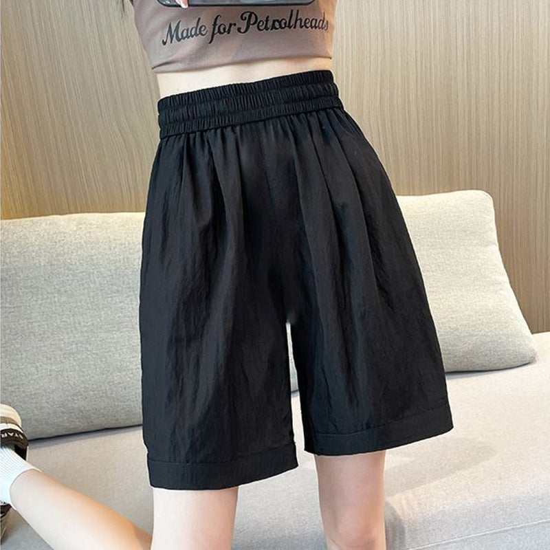 Damen Shorts Elastischer Bund Seiten-Taschen Bequem