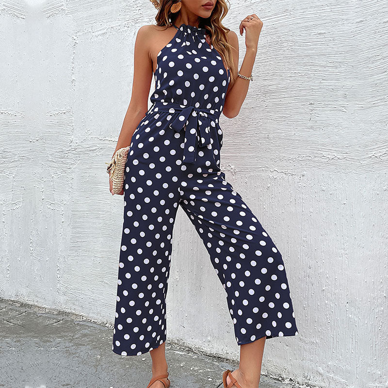 Damen Jumpsuit Modern Punkte Verspielter Gürtel Norvielle