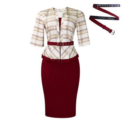 Damen Etuikleid Blazer-Oberteil Abnehmbarer Gürtel Norvielle